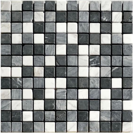 Mosaik Naturstein Schwarz Grau Weiss Mix 30x30cm 
